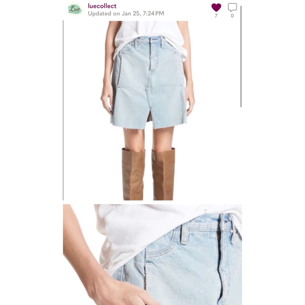 Simon Miller Distressed Light Wash Denim Skirt